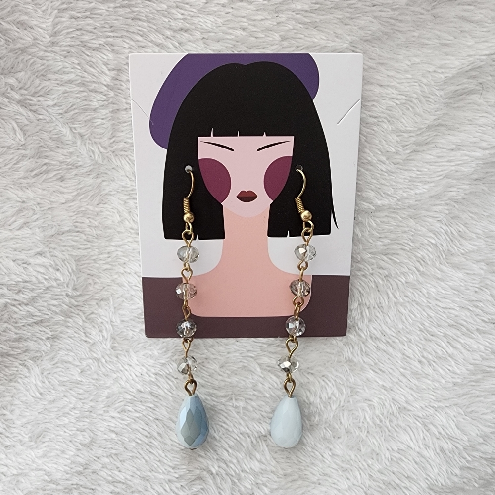 Blue Crystal Earrings - Picture 4 of 6